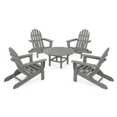 POLYWOOD Classic Folding Adirondack 5-Piece Conversation Group - Slate Grey